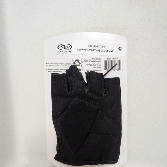 NEW Athletic Works Weightlifting Gloves Gym Workout Size M/L Half Finger - Picture 9 of 9